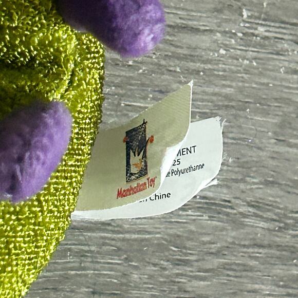 Vintage Manhattan Toys Green Dragon Stuffed Plush Bartholomew 14" long EUC - Picture 8 of 9
